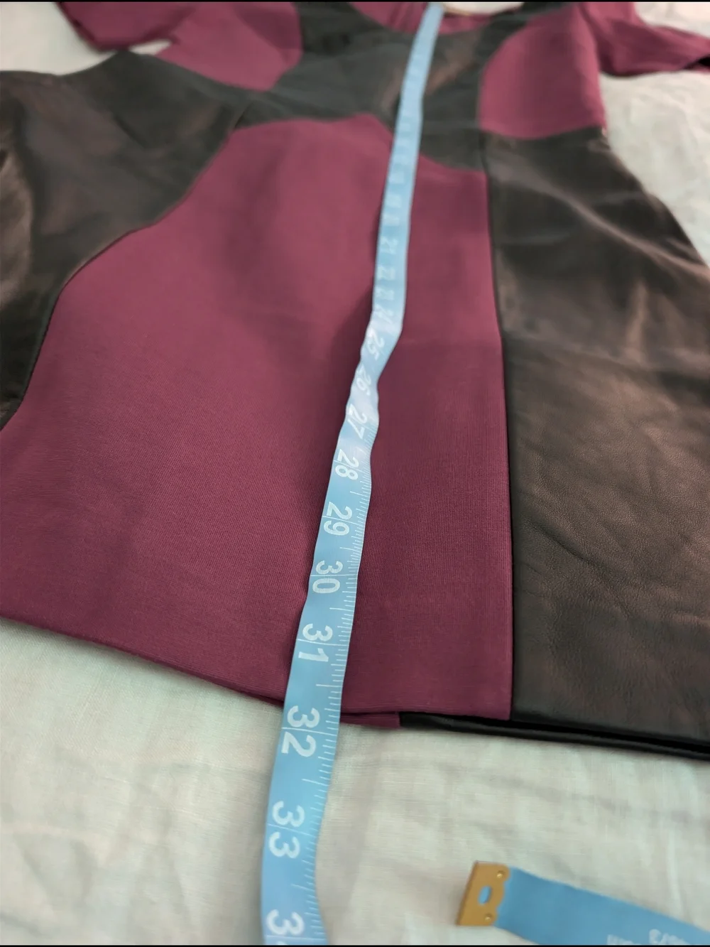 Rebecca Minkoff Lambskin Leather Colorblock V-Neck Sheath Dress Plum 2